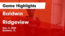 Baldwin  vs Ridgeview  Game Highlights - Dec. 3, 2020