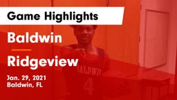 Baldwin  vs Ridgeview  Game Highlights - Jan. 29, 2021