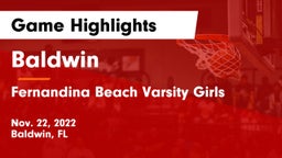 Baldwin  vs Fernandina Beach Varsity Girls  Game Highlights - Nov. 22, 2022