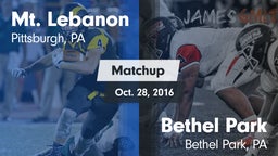 Matchup: Mt. Lebanon vs. Bethel Park  2016