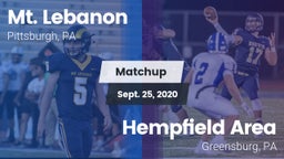 Matchup: Mt. Lebanon vs. Hempfield Area  2020