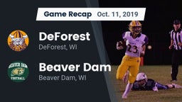 Recap: DeForest  vs. Beaver Dam  2019