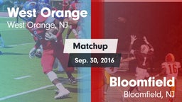Matchup: West Orange High vs. Bloomfield  2016