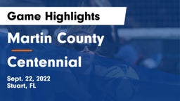 Martin County  vs Centennial  Game Highlights - Sept. 22, 2022