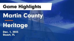 Martin County  vs Heritage  Game Highlights - Dec. 1, 2023