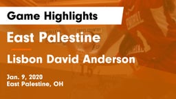 East Palestine  vs Lisbon David Anderson  Game Highlights - Jan. 9, 2020