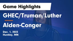 GHEC/Truman/Luther vs Alden-Conger  Game Highlights - Dec. 1, 2023