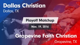 Matchup: Dallas Christian vs. Grapevine Faith Christian  2016