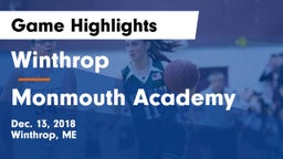 Winthrop  vs Monmouth Academy Game Highlights - Dec. 13, 2018