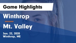 Winthrop  vs Mt. Valley  Game Highlights - Jan. 22, 2020