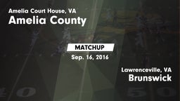 Matchup: Amelia County vs. Brunswick  2016