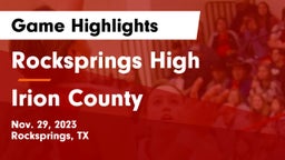 Rocksprings High vs Irion County  Game Highlights - Nov. 29, 2023