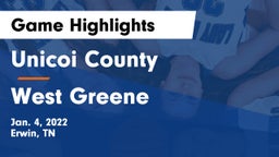 Unicoi County  vs West Greene  Game Highlights - Jan. 4, 2022