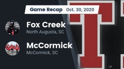 Recap: Fox Creek  vs. McCormick  2020