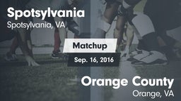 Matchup: Spotsylvania vs. Orange County  2016