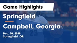 Springfield  vs Campbell, Georgia Game Highlights - Dec. 20, 2018