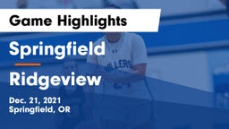 Springfield  vs Ridgeview  Game Highlights - Dec. 21, 2021