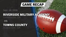 Recap: Riverside Military Academy  vs. Towns County  2016