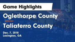 Oglethorpe County  vs Taliaferro County Game Highlights - Dec. 7, 2018