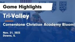 Tri-Valley  vs Cornerstone Christian Academy Bloomington, IL. Game Highlights - Nov. 21, 2023
