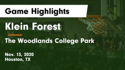 Klein Forest  vs The Woodlands College Park  Game Highlights - Nov. 13, 2020