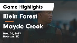 Klein Forest  vs Mayde Creek  Game Highlights - Nov. 30, 2023