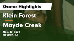 Klein Forest  vs Mayde Creek  Game Highlights - Nov. 12, 2021