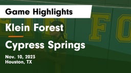 Klein Forest  vs Cypress Springs  Game Highlights - Nov. 10, 2023