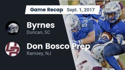 Recap: Byrnes  vs. Don Bosco Prep  2017
