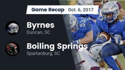 Recap: Byrnes  vs. Boiling Springs  2017