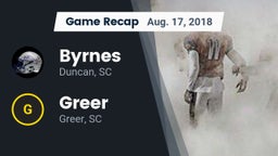 Recap: Byrnes  vs. Greer  2018