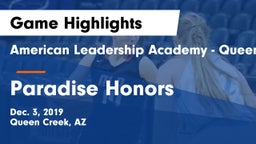 American Leadership Academy - Queen Creek vs Paradise Honors  Game Highlights - Dec. 3, 2019
