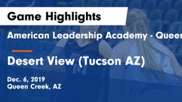 American Leadership Academy - Queen Creek vs Desert View (Tucson AZ) Game Highlights - Dec. 6, 2019