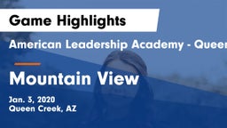 American Leadership Academy - Queen Creek vs Mountain View  Game Highlights - Jan. 3, 2020