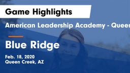 American Leadership Academy - Queen Creek vs Blue Ridge  Game Highlights - Feb. 18, 2020