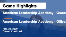 American Leadership Academy - Queen Creek vs American Leadership Academy - Gilbert  Game Highlights - Feb. 21, 2020