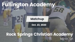 Matchup: Fullington Academy vs. Rock Springs Christian Academy 2020