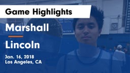 Marshall  vs Lincoln  Game Highlights - Jan. 16, 2018