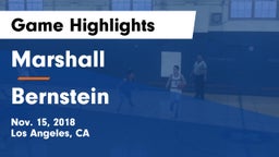 Marshall  vs Bernstein  Game Highlights - Nov. 15, 2018