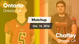 Matchup: Ontario vs. Chaffey  2016