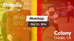 Matchup: Ontario vs. Colony  2016