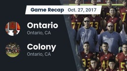 Recap: Ontario  vs. Colony  2017