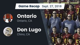Recap: Ontario  vs. Don Lugo  2018