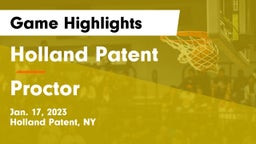 Holland Patent  vs Proctor  Game Highlights - Jan. 17, 2023