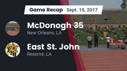 Recap: McDonogh 35  vs. East St. John  2017
