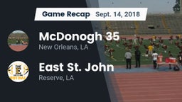 Recap: McDonogh 35  vs. East St. John  2018