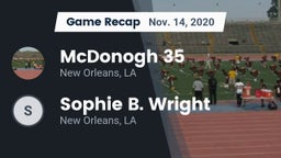 Recap: McDonogh 35  vs. Sophie B. Wright  2020