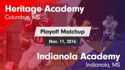 Matchup: Heritage Academy vs. Indianola Academy  2016