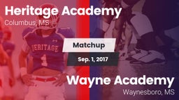 Matchup: Heritage Academy vs. Wayne Academy  2017
