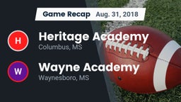 Recap: Heritage Academy  vs. Wayne Academy  2018